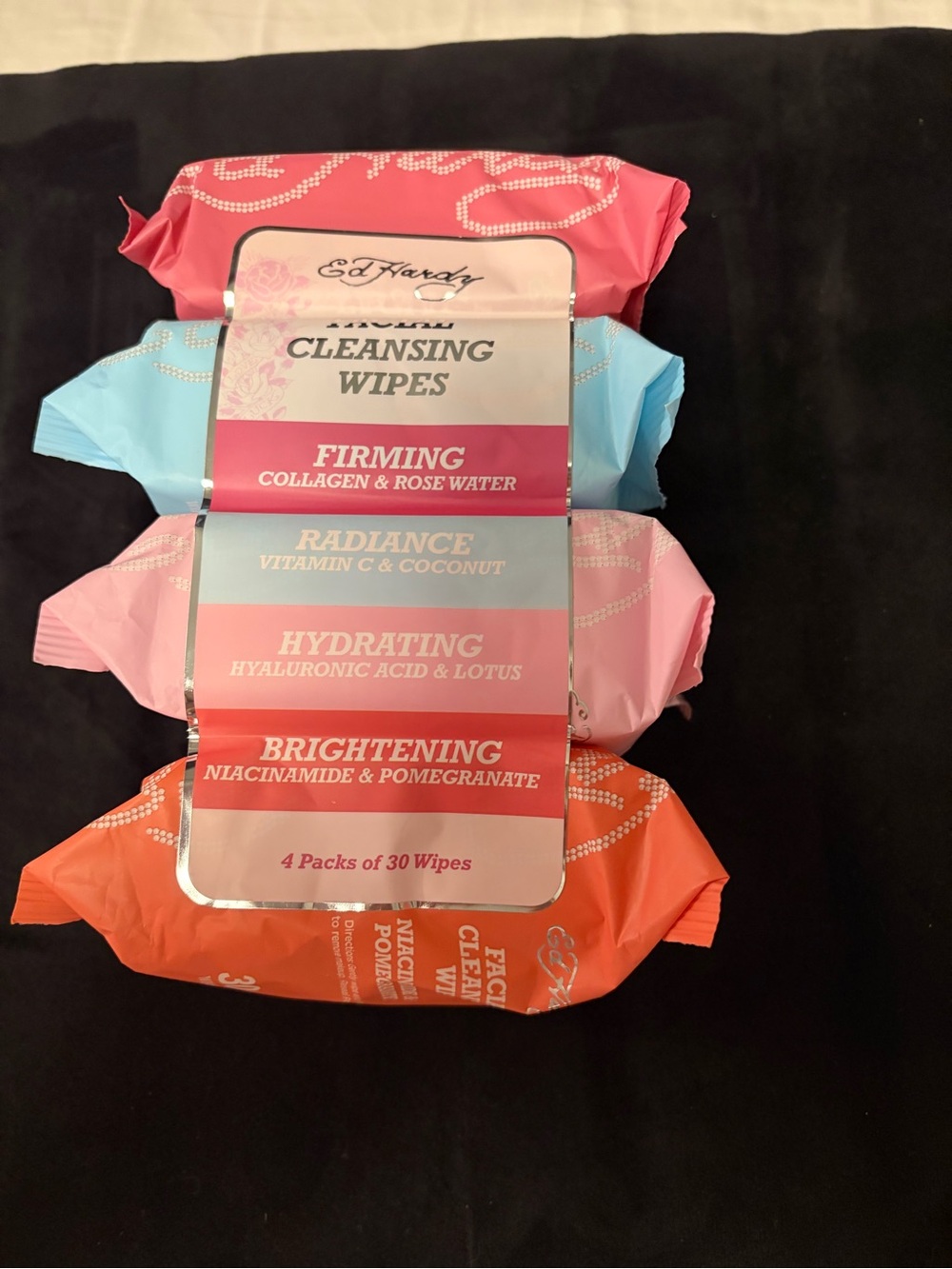 Ed Hardy pink blue orange facial cleansing wipes bundle